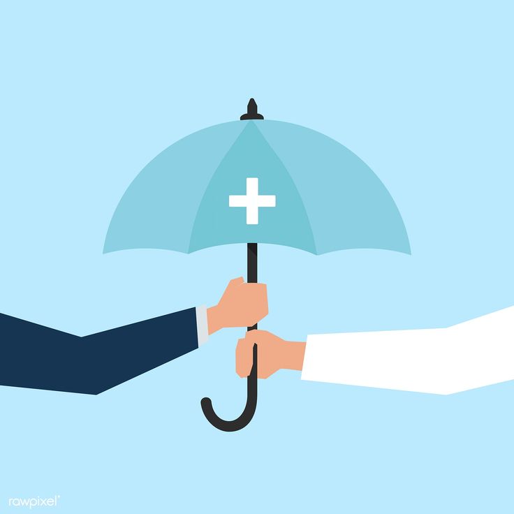 illustration of two people holding an umbrella with a plus sign on it